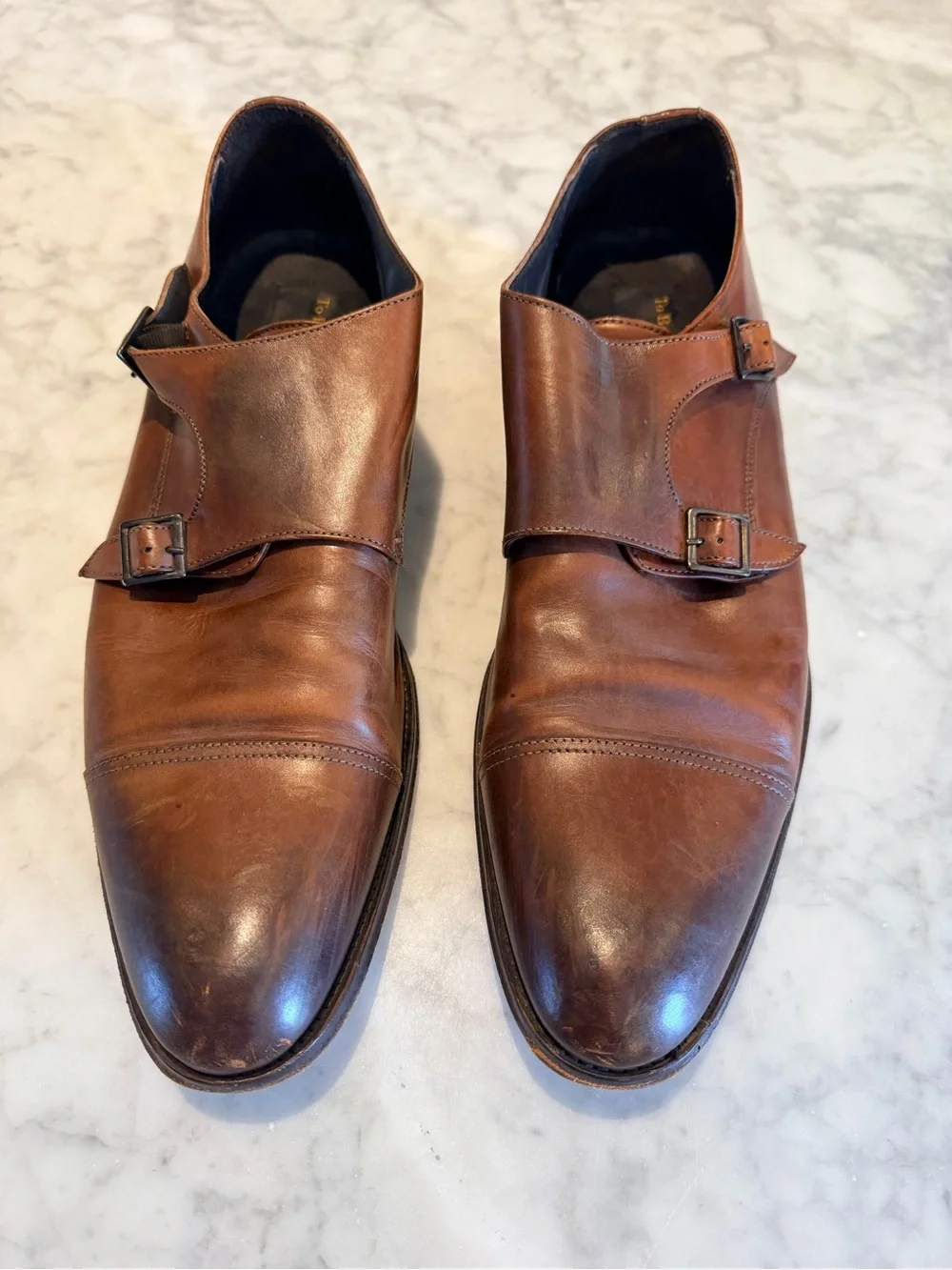 Cole Haan Men's Double Monk Strap Leather Shoes - Chestnut Brown